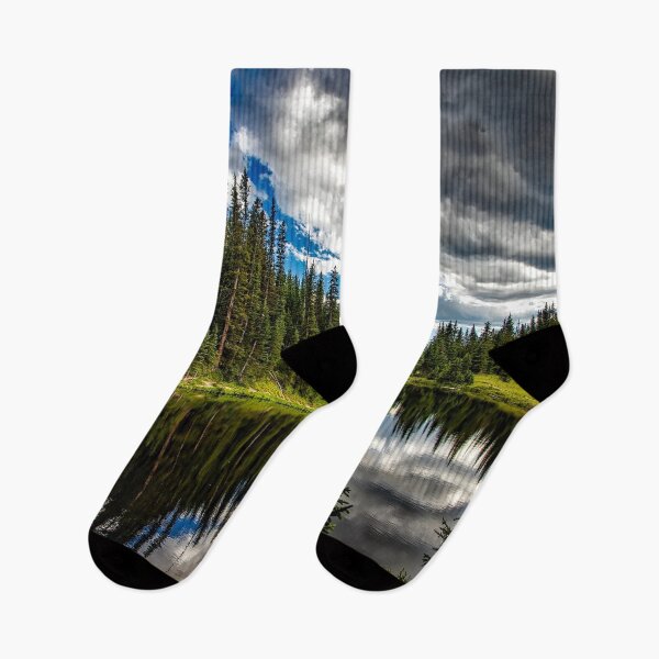 Item preview, Beautiful Lake Conifers Clouds, Trees And Blue Cloudy Sky designed and sold by kris-money.