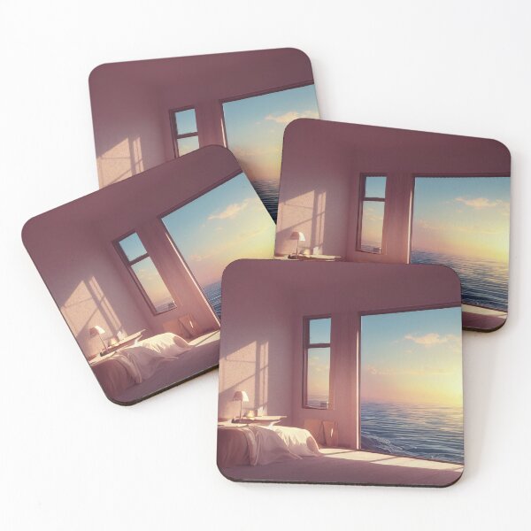 Item preview, Pink Modern Bedroom Interior with Ocean Views designed and sold by bryanchvzz.