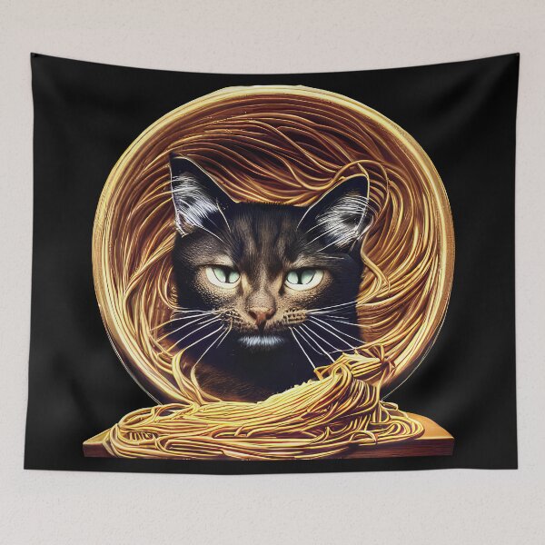 Item preview, Cat eating spaghetti designed and sold by Midnight-Hour.