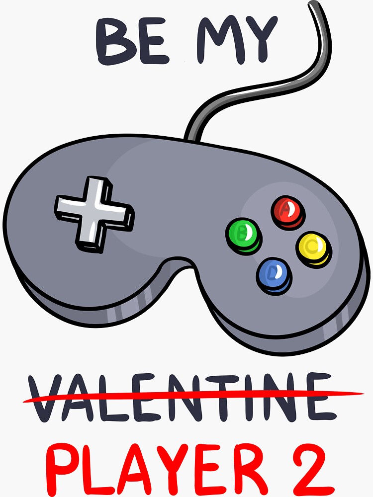 "Be My Player 2 Valentines Videogame Card" Sticker for Sale by