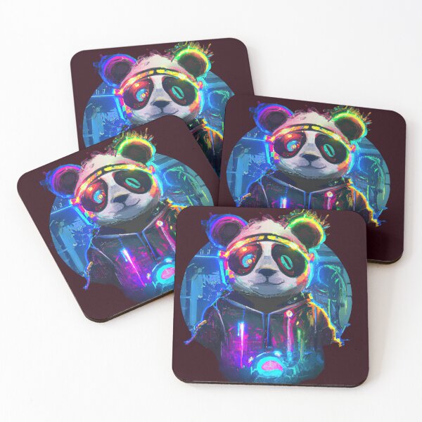 Item preview, Futuristic Frenzy: Neon Panda Pop Art 2k | dark designed and sold by Cosmic-graphics.