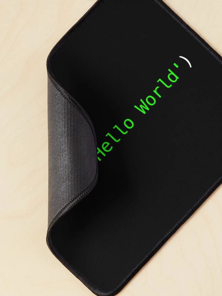 Thumbnail 2 of 5, Mouse Pad, Python code - print('Hello World') - Hello World coding designed and sold by softbluehum.