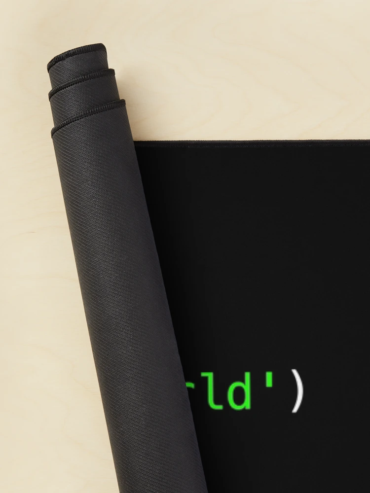 Thumbnail 2 of 5, Mouse Pad, Python code - print('Hello World') - Hello World coding designed and sold by softbluehum.