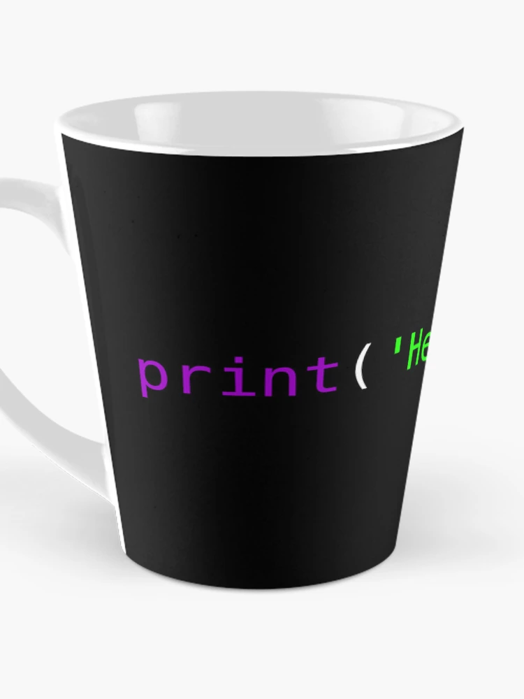 Thumbnail 3 of 4, Coffee Mug, Python code - print('Hello World') - Hello World coding designed and sold by softbluehum.