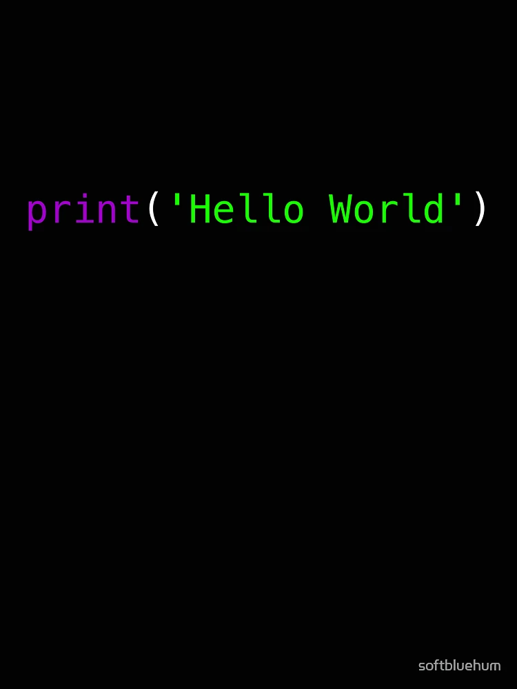 Thumbnail 4 of 4, Relaxed T-Shirt, Python code - print('Hello World') - Hello World coding designed and sold by softbluehum.