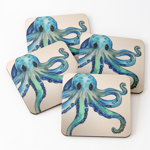 Item preview, Watercolor Octopus Blue designed and sold by SquishStitches.