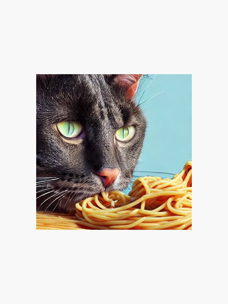 "cat eating spaghetti meme" Sticker for Sale by Mebbotai Redbubble