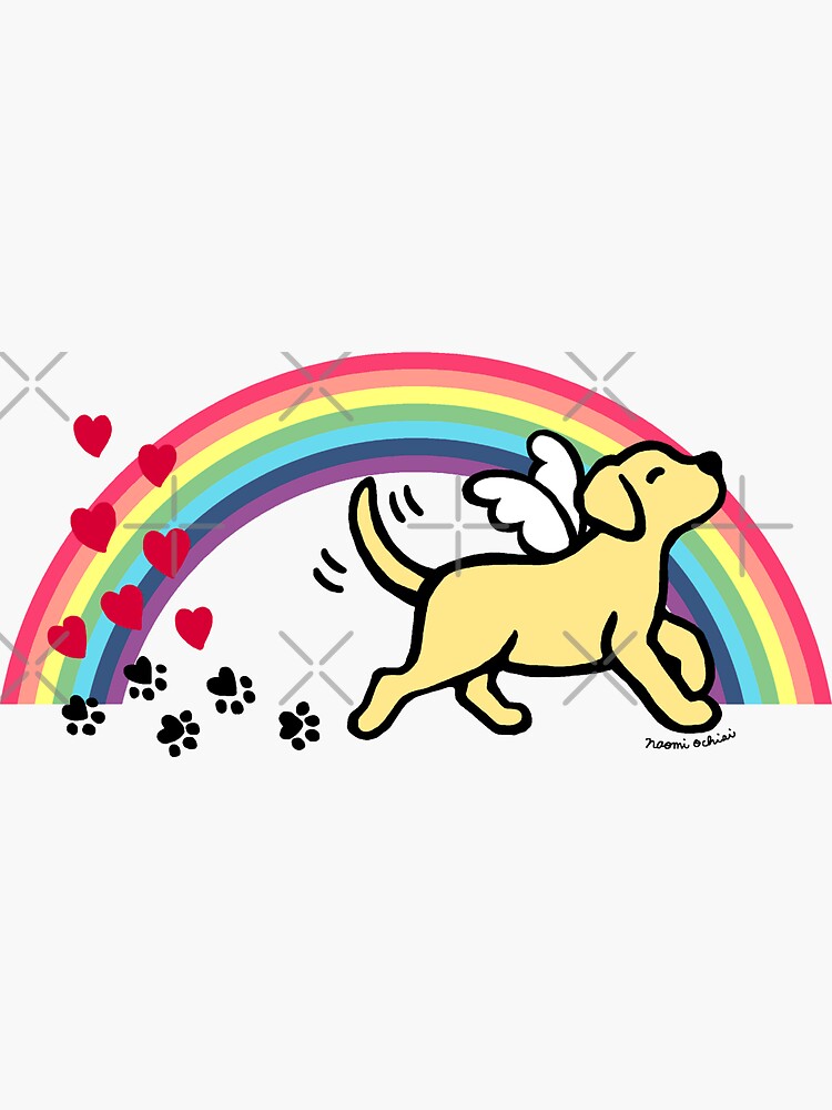 Thumbnail 3 of 3, Sticker, Yellow Labrador Angel Trotting designed and sold by HappyLabradors.