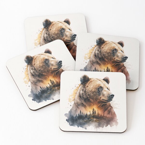 Item preview, Grizzly Bear Watercolor Art Print, Grizzly Bear Painting Wall Art Decor designed and sold by Globuwear.
