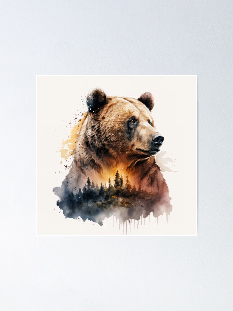 Wandering Grizzly Bear Wildlife Painting - Bear Wall Art