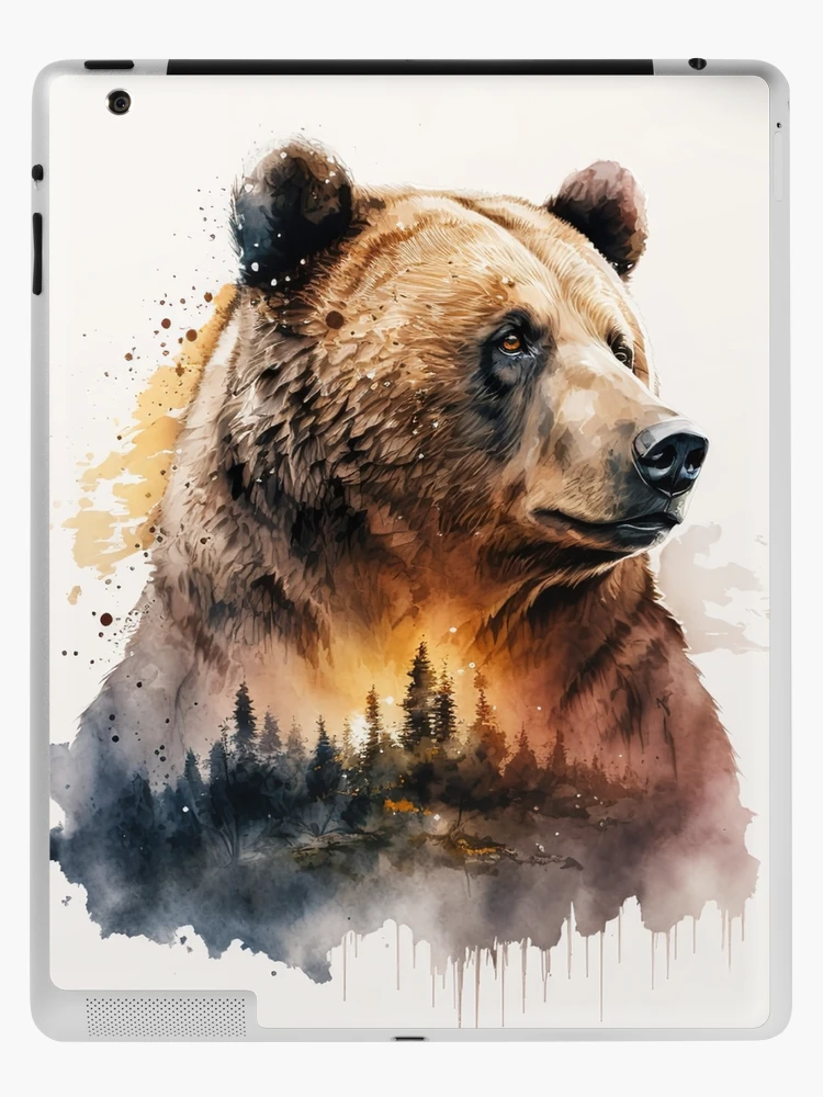 Watercolor Bear Painting - mayaxkiwi