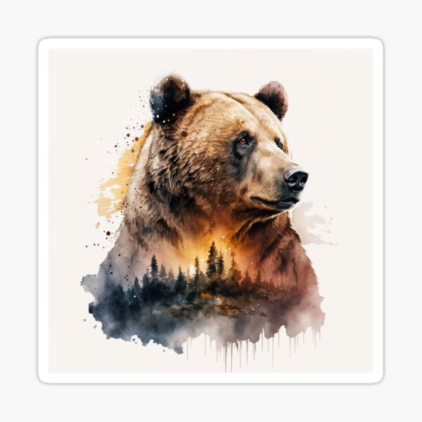 Rouleau de papier peint autocollant en forme d'ours grizzly grizzly sur une  vieille bûche en bois d'automne - Feuilles dorées - Décollez et collez -  Papier peint décoratif - Décoration murale 
