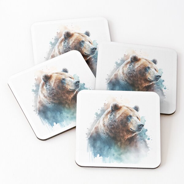 Item preview, Grizzly Bear Watercolor Art Print, Grizzly Bear Painting Wall Art Decor designed and sold by Globuwear.