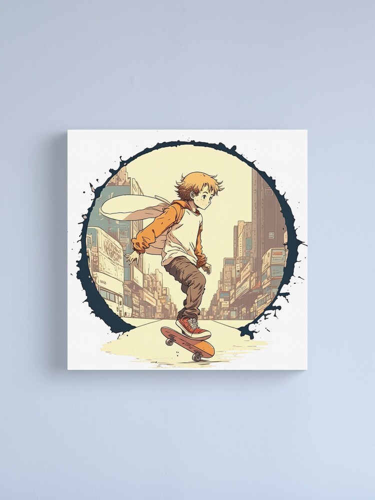 Anime Skateboard Retro Vintage, Anime Boy, Anime Skateboarding, Hand Drawn  | Kids T-Shirt