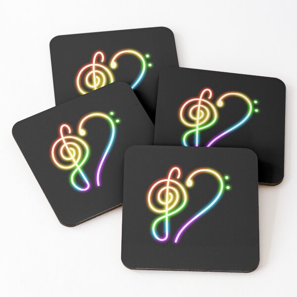 Item preview, Rainbow Treble and Bass Clef Heart Neon Sign designed and sold by 1701-Z.