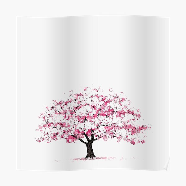 Cherry Blossom Tree White Minimal Background Japanese Wallpaper