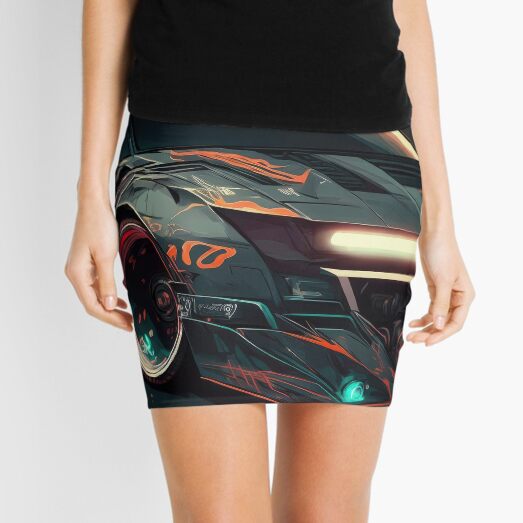 Concept Sports Car in the Street of Tokyo Mini Skirt