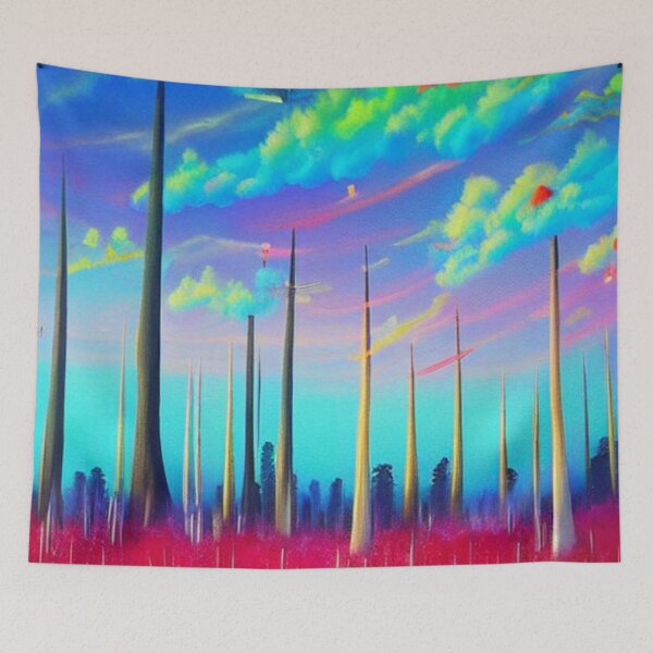 Item preview, Alien World, Towers Reaching to Vibrant Sky designed and sold by SquishStitches.