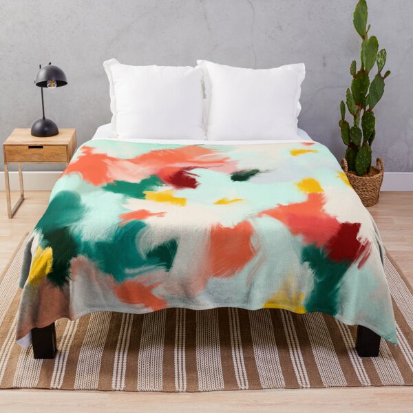 Item preview, Abstract in cream, clementine, and aqua Dreaming of summer blooms designed and sold by Ilze Lucero.