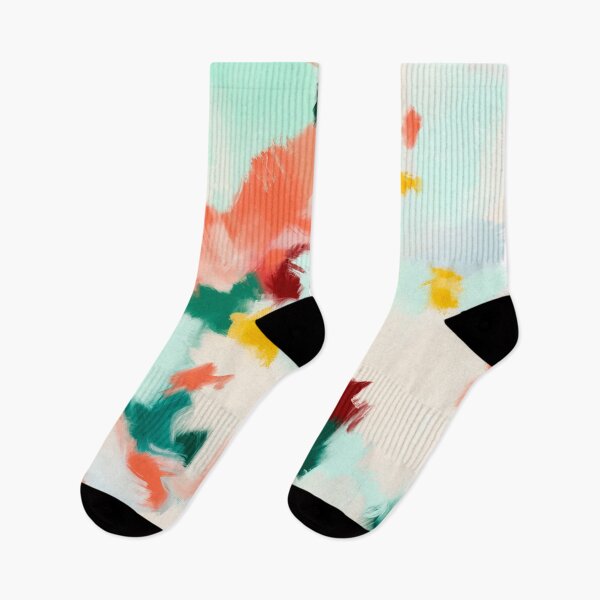 Item preview, Abstract in cream, clementine, and aqua Dreaming of summer blooms  designed and sold by Ilze Lucero.