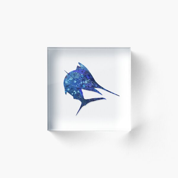 Mosaic Marlin / Watercolour Effect (Print) Acrylic Block