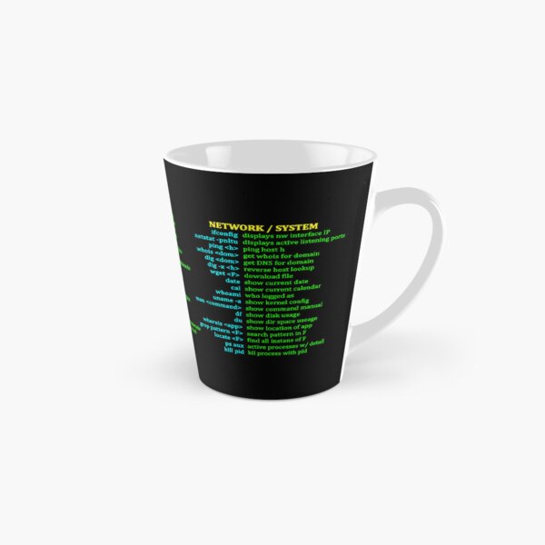 Item preview, Helpful LINUX Commands on dark background mug cups designed and sold by Hack3rRunway.