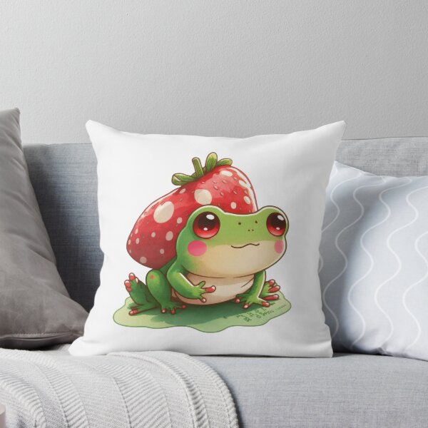 Item preview, Cute Sitting Green Frog with Strawberry  designed and sold by bryanchvzz.