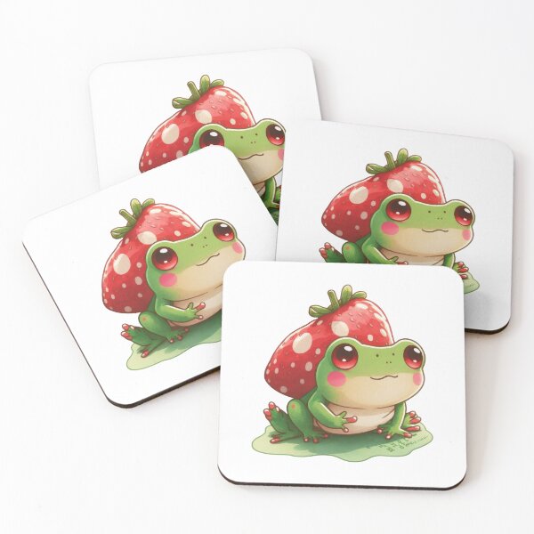 Item preview, Cute Sitting Green Frog with Strawberry  designed and sold by bryanchvzz.