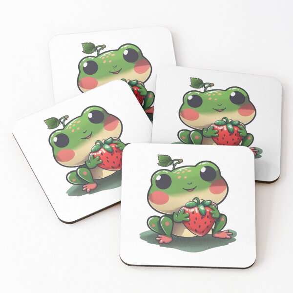 Item preview, Cute Sitting Green Frog with Strawberry  designed and sold by bryanchvzz.