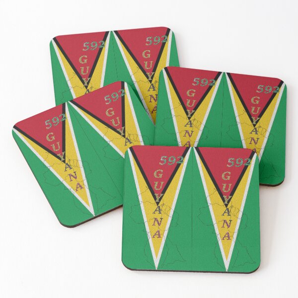 Item preview, Guyana Flag Design with Phone Area Code and Map Outline designed and sold by Soca-Mode.