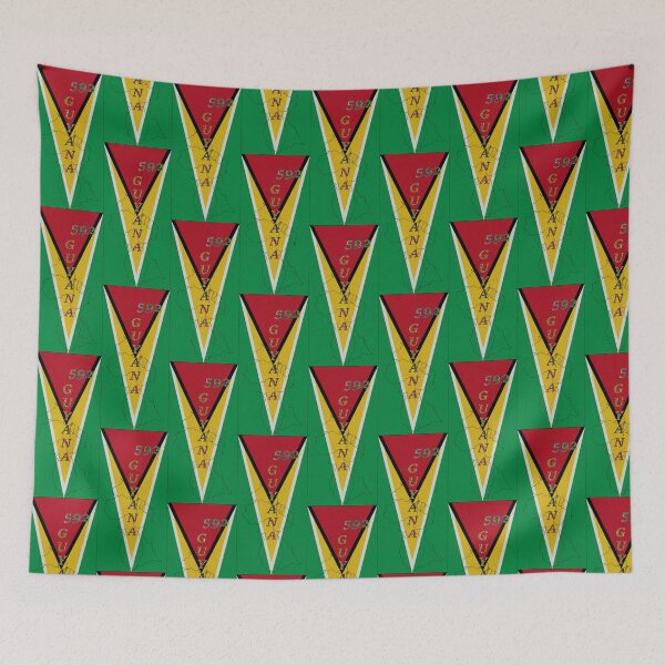 Item preview, Guyana Flag Design with Phone Area Code and Map Outline designed and sold by Soca-Mode.