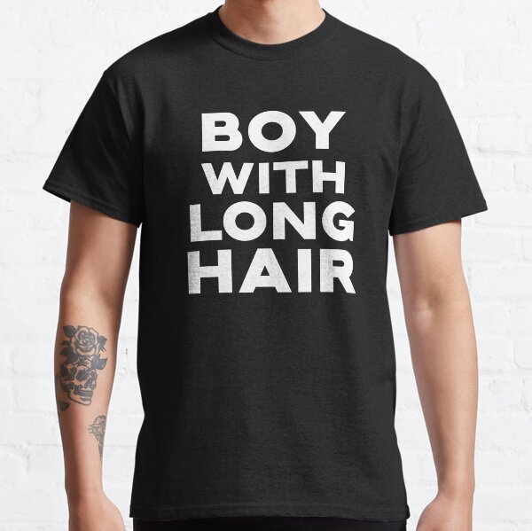 long haired boy t shirt