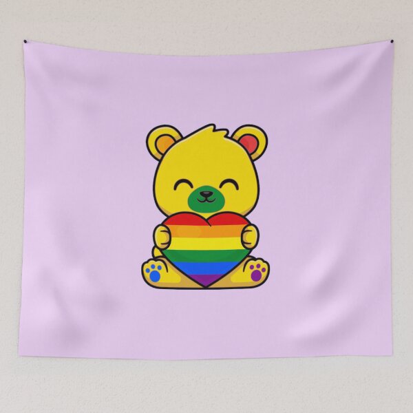 Item preview, Rainbow Pride Flag Teddy Bear with Heart designed and sold by everything4eva.