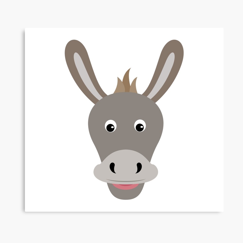 Happy Donkey Face Cartoon Character
