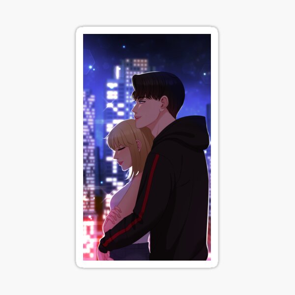 Kylie and Tristan Back Hug | Match Made in Hell WEBTOON Sticker