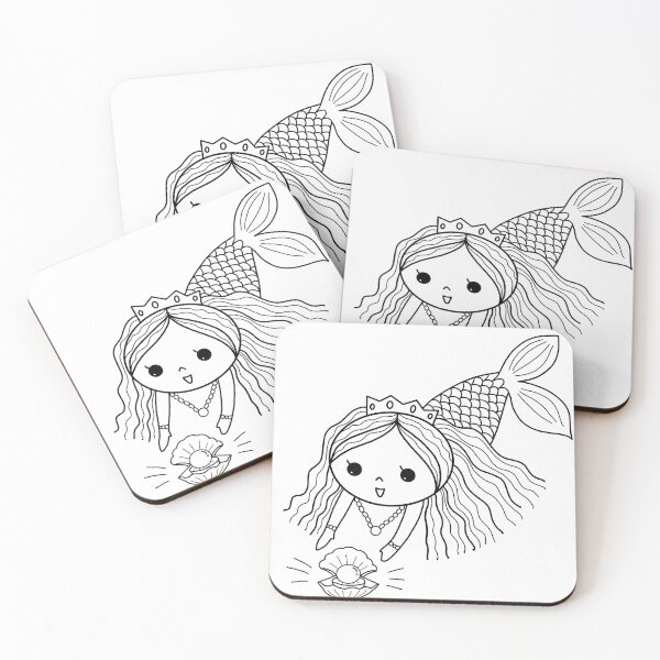 Item preview, mermaid coloring : mermaid and pearl for painting activity at home or at birthday party designed and sold by Tina-studio.