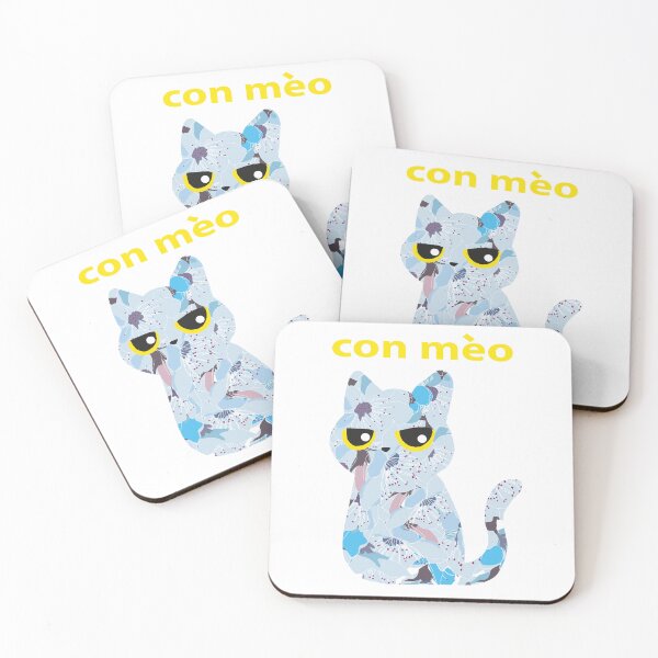 Item preview, Blue floral botanical flower yellow Vietnamese cat letter character designed and sold by Bird4771.
