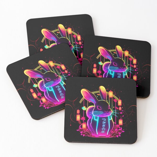 Item preview, Year of the Rabbit Celebration Illustration - Cute Easter Bunny Design with Neon colors, Perfect for New Year Cards and Spring Decorations designed and sold by IrisMyriel.