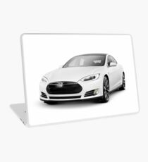 White Tesla Model S luxury electric car art photo print Laptop Skin