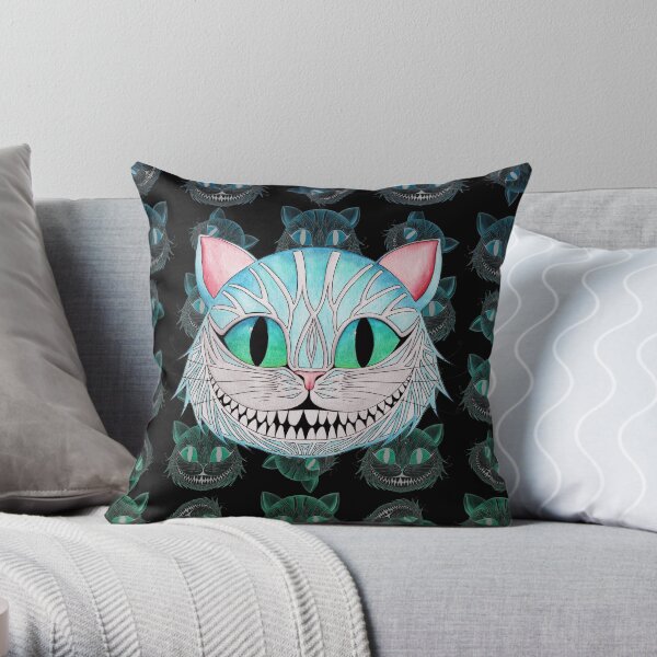 Cheshire Cat (Dark background) Throw Pillow