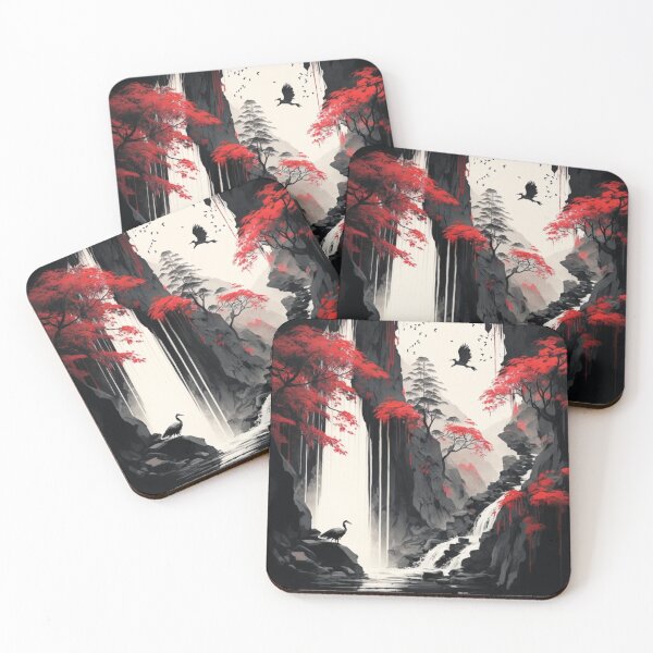 Item preview, Ink Painting - Japanese maple trees inside a crevice 1 designed and sold by fantasyparadise.