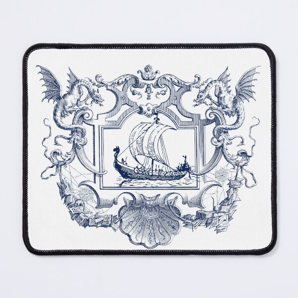 Item preview, Vikings and Dragons in Blue Tones designed and sold by VintageArtByIda.
