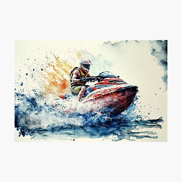Item preview, Jetski Splash: Watercolor Painting designed and sold by Tiberius404.