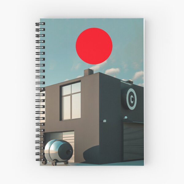 Item preview, Modern futuristic architecture with red sun designed and sold by moodboardzz.