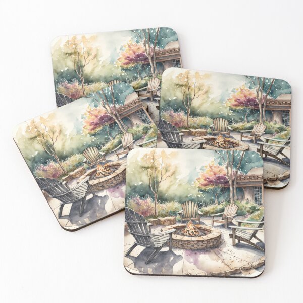 Item preview, Cozy Firepit Scene: Watercolor Painting designed and sold by Tiberius404.