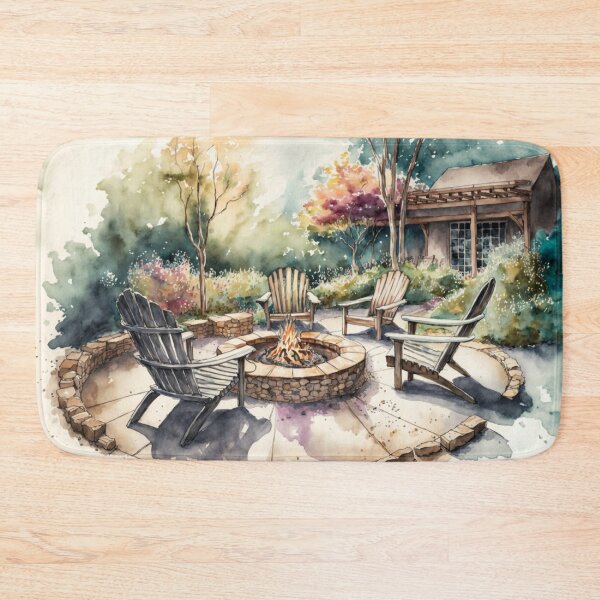 Item preview, Cozy Firepit Scene: Watercolor Painting designed and sold by Tiberius404.