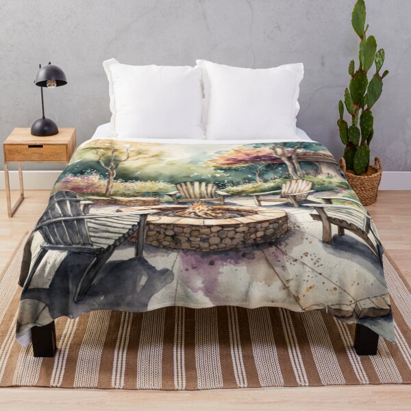 Item preview, Cozy Firepit Scene: Watercolor Painting designed and sold by Tiberius404.