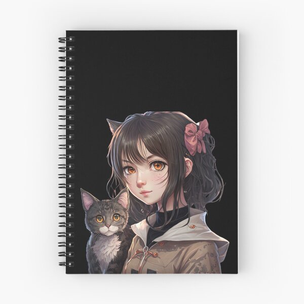 Item preview, Cute anime girl holding her cat kawaii Japanese style cool design designed and sold by AnimalArtPhotos.