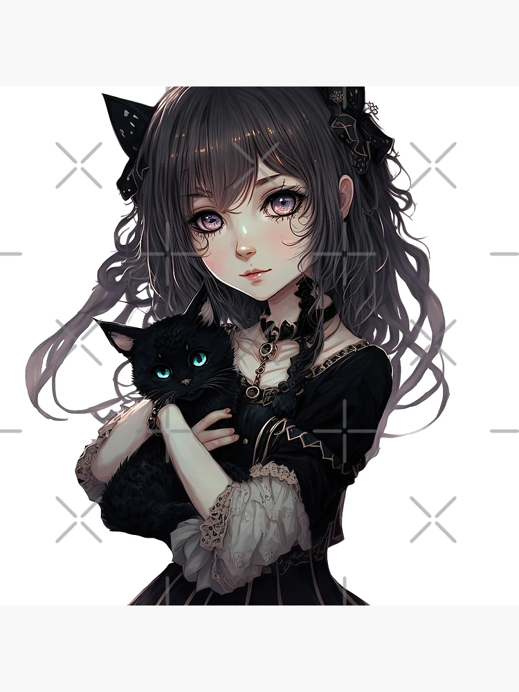 Anime cat girl, black, black and white, hoodie, skirt, white, HD phone  wallpaper | Peakpx