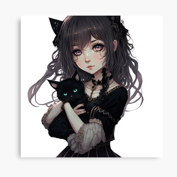 Anime girls and cats